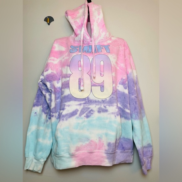 Colortone Pink Tie Dye Swift 89 Hoodie Women Size L Oversized - Picture 1 of 6